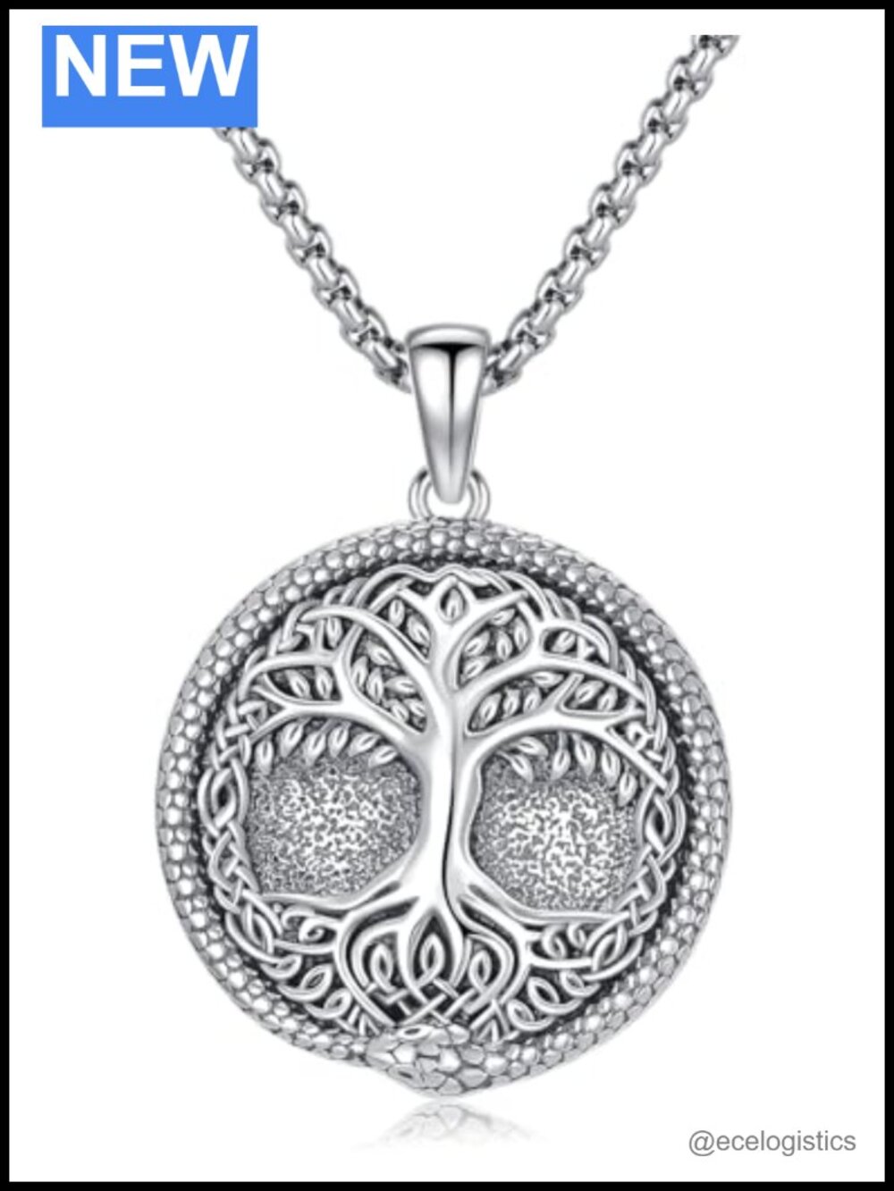 Viking Tree of Life Necklace 925 Sterling Silver 22" Lobster Clasp